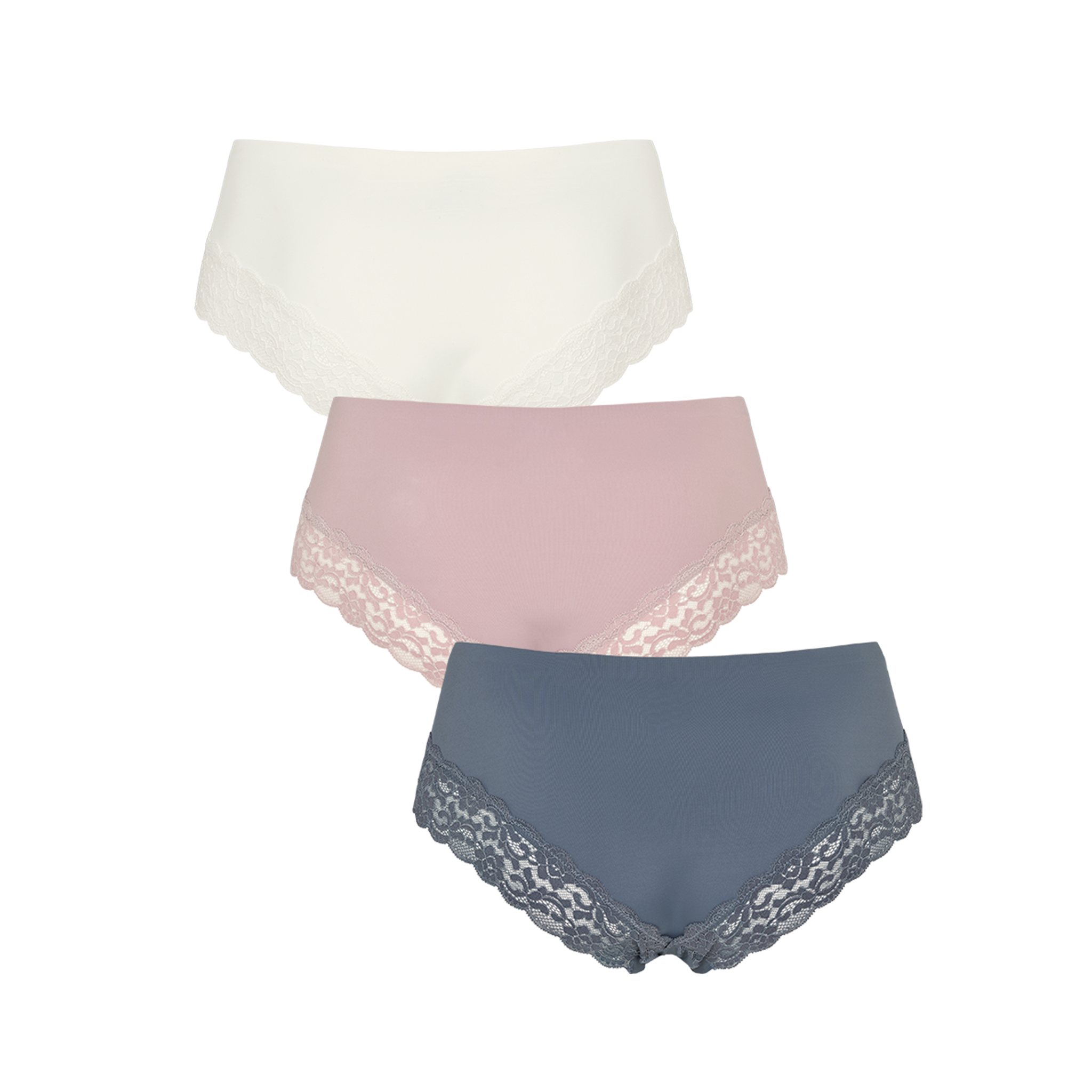 Seamless tai w lace 3-pack - Grisaille grey