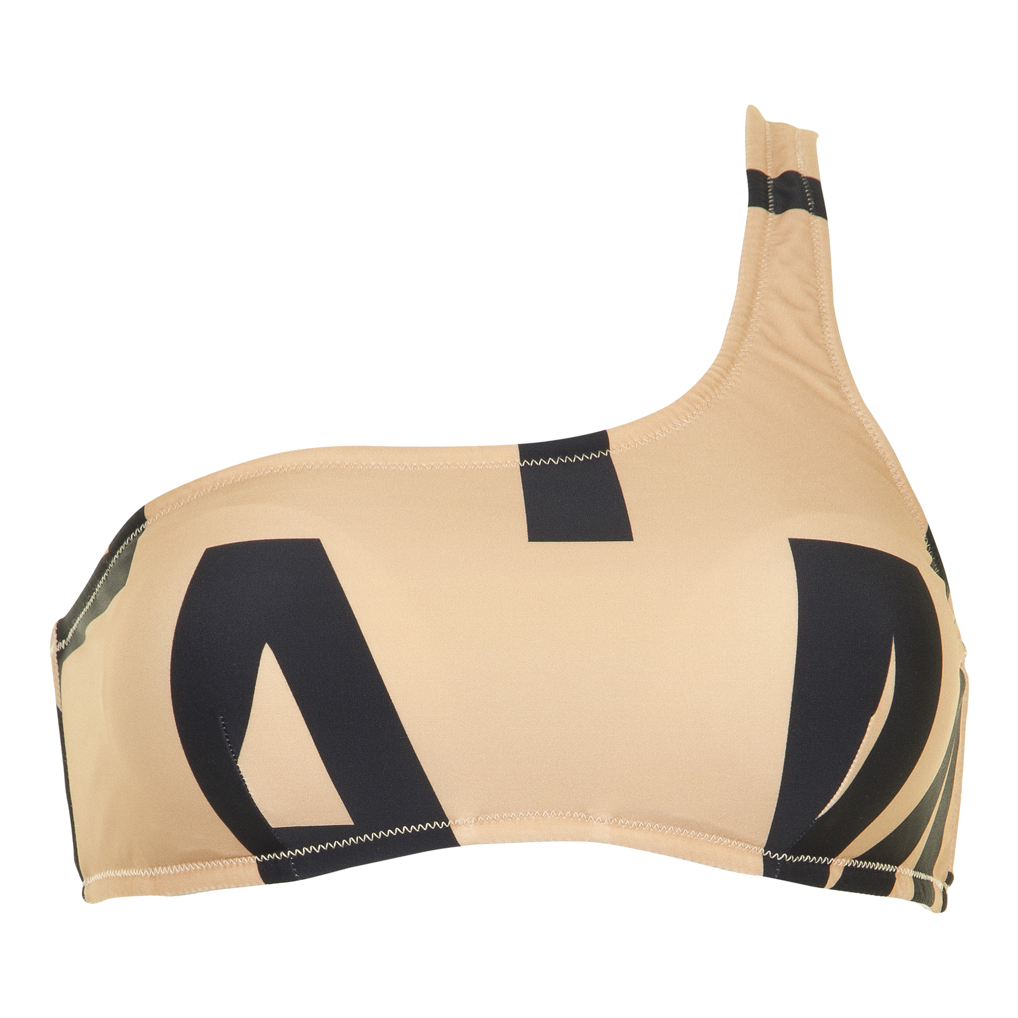 one-shoulder bikinitop - nude/black