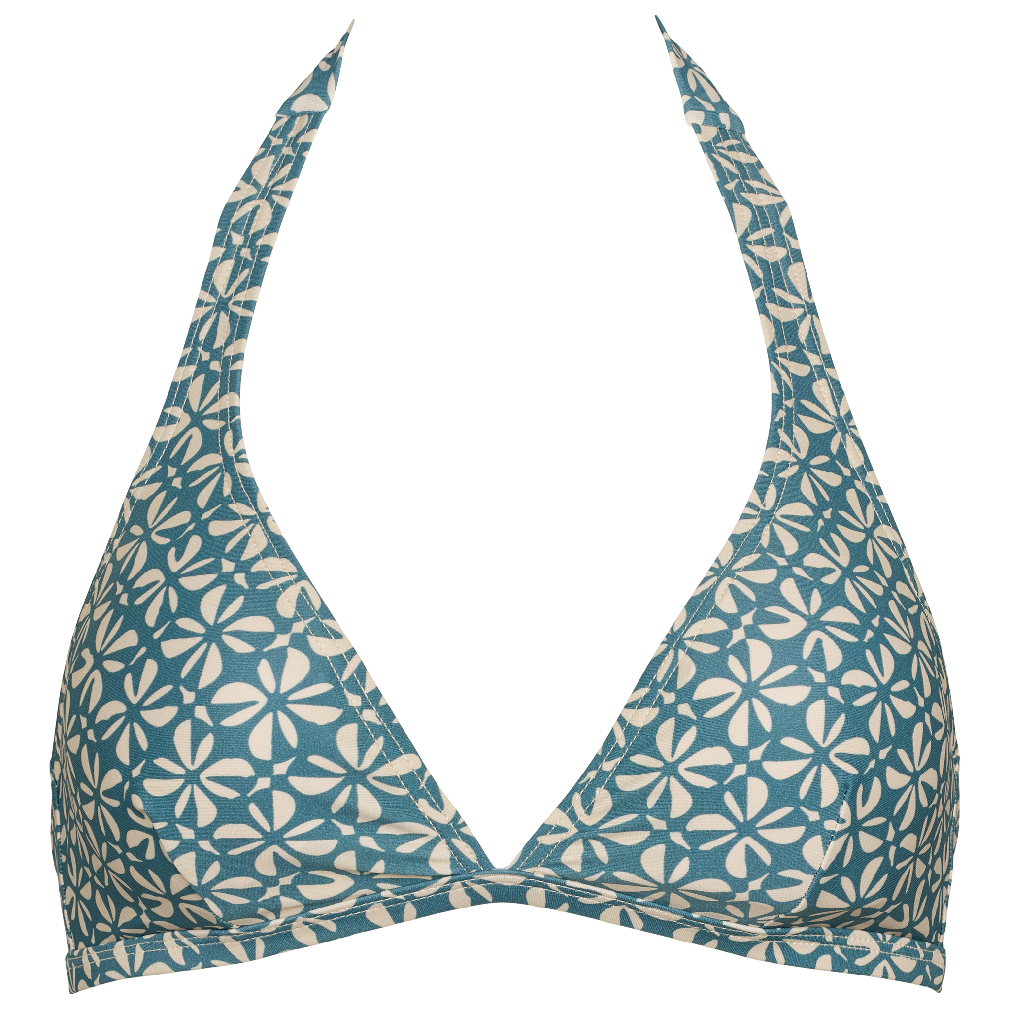 Blå bikini top med hvidt blomstermønster