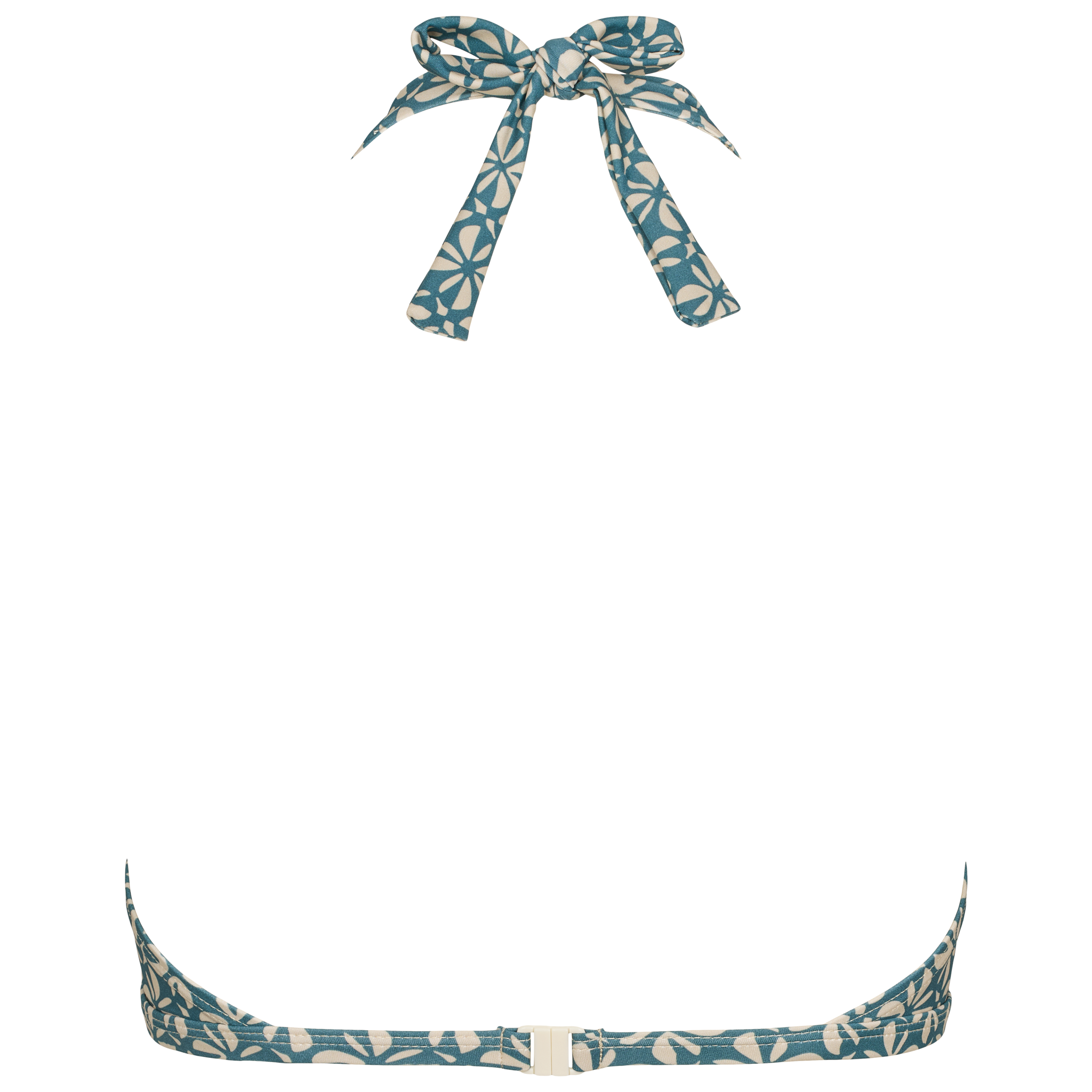 Blå bikini top med hvidt blomstermønster