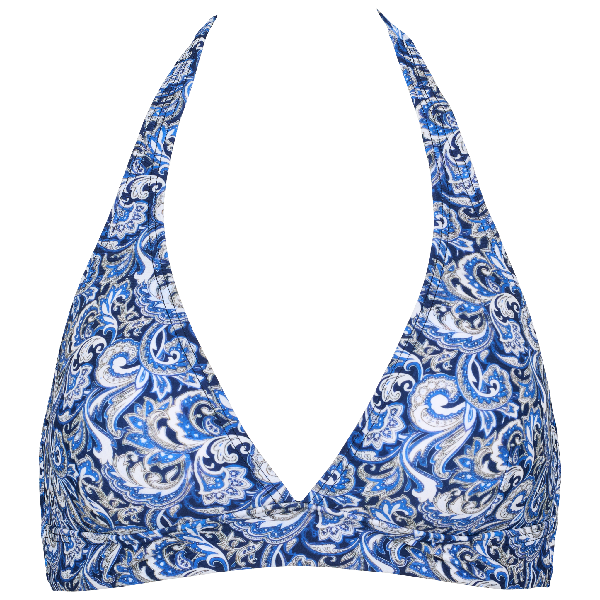 Bikini top i blå og hvid med paisley mønster