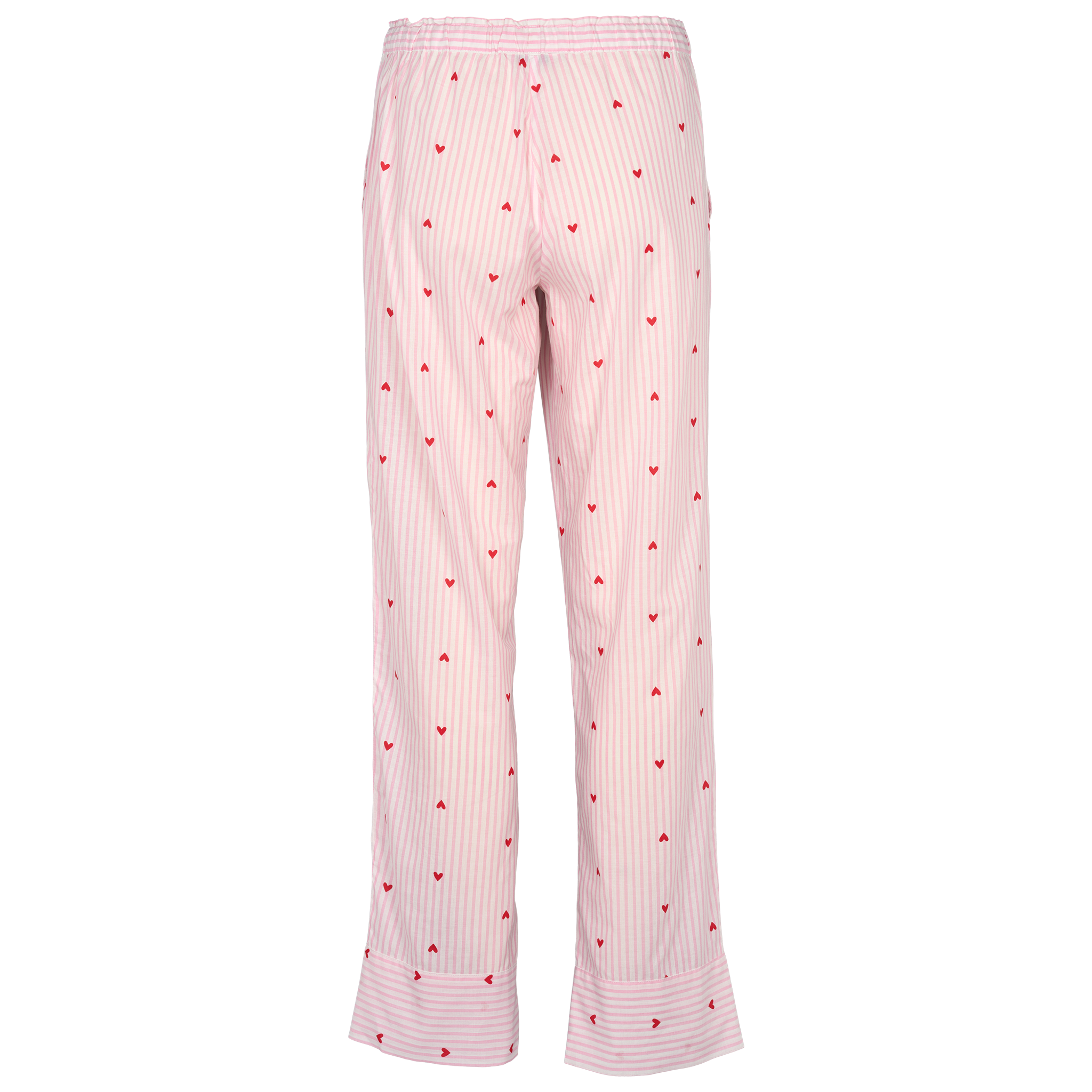 Natbukser i light rose med lyserøde striber og røde hjerter