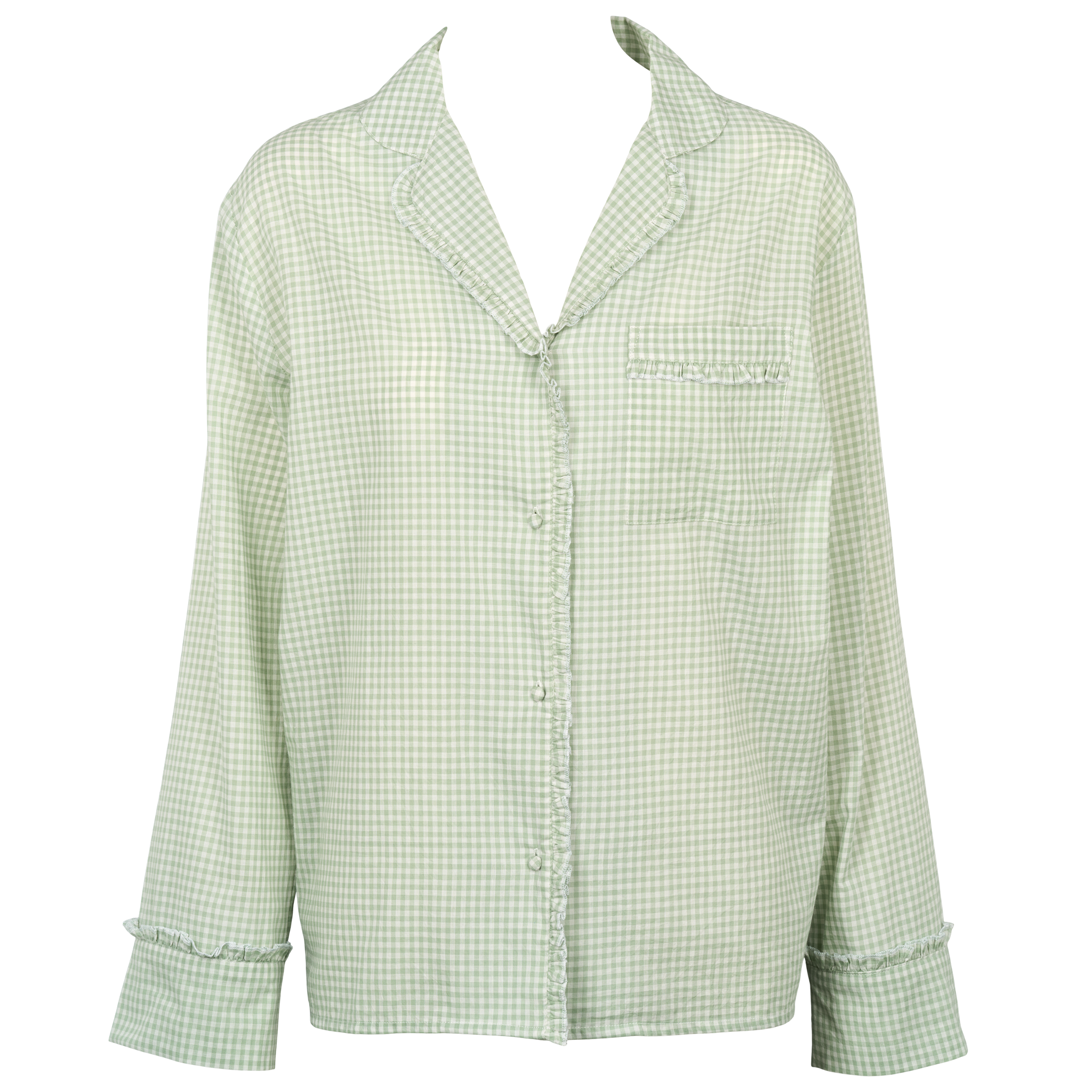 Grøn-hvid ternet skjorte i farven ether