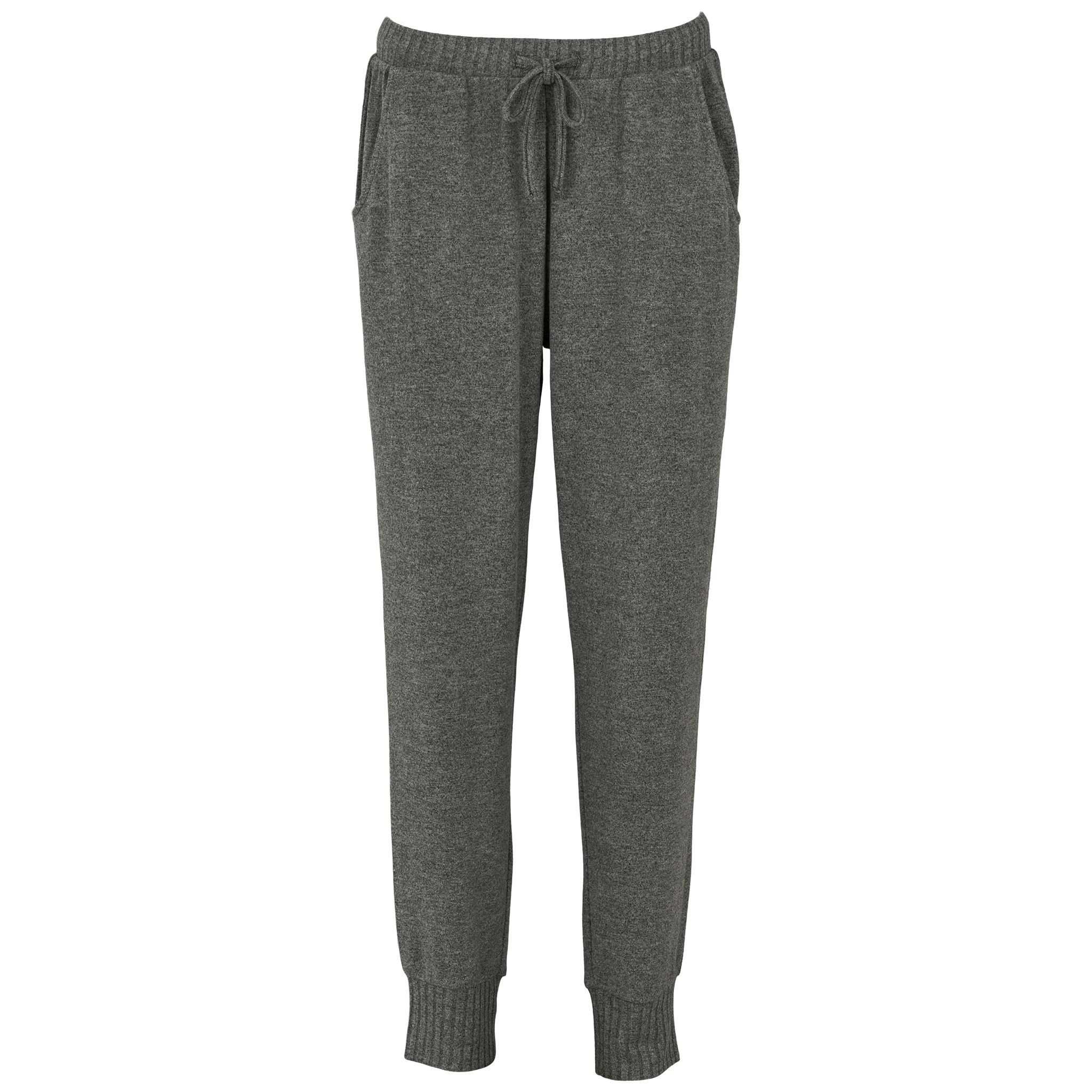 Cozy pants w rib - Dark grey melange