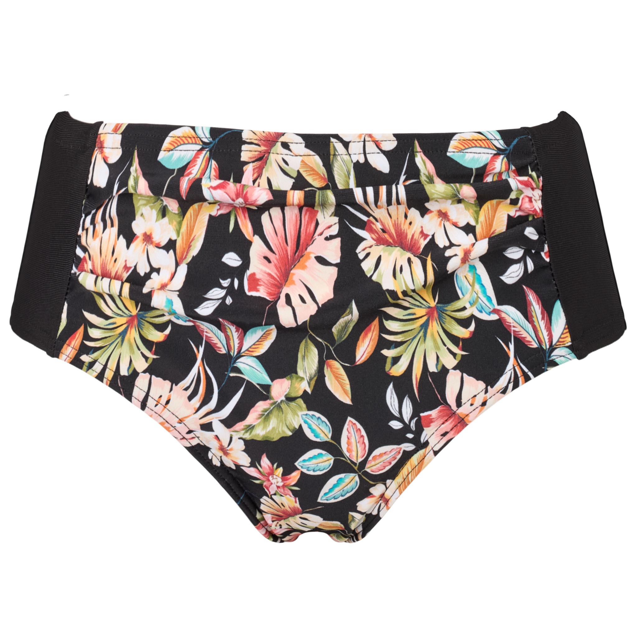 Sort bikini bund med tropisk blomsterprint 