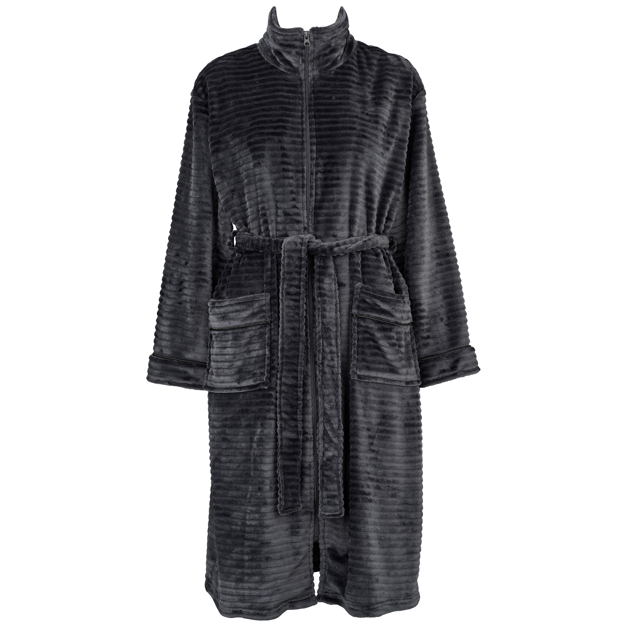 Fine fleece robe w zipper - India ink