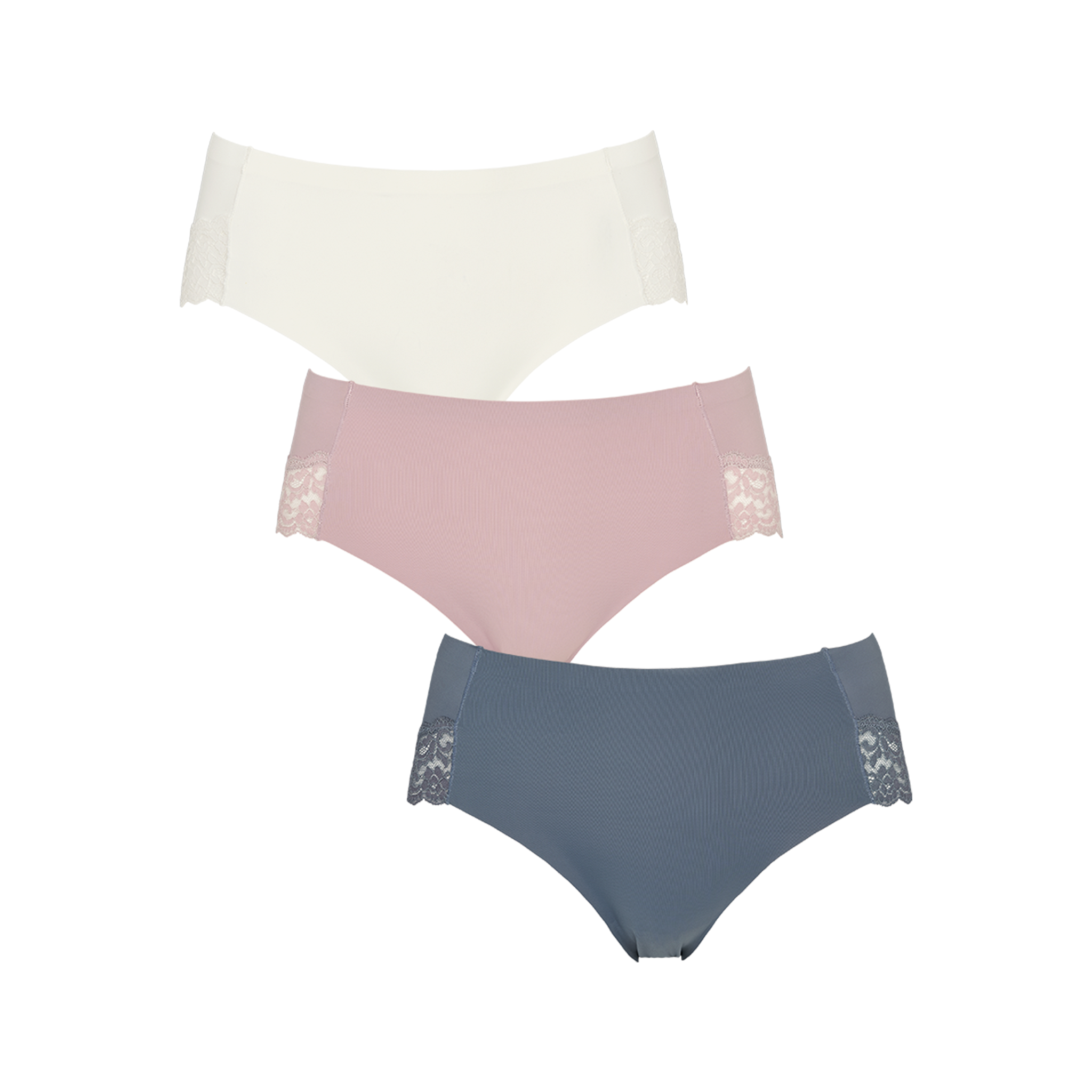 Seamless tai w lace 3-pack - Grisaille grey
