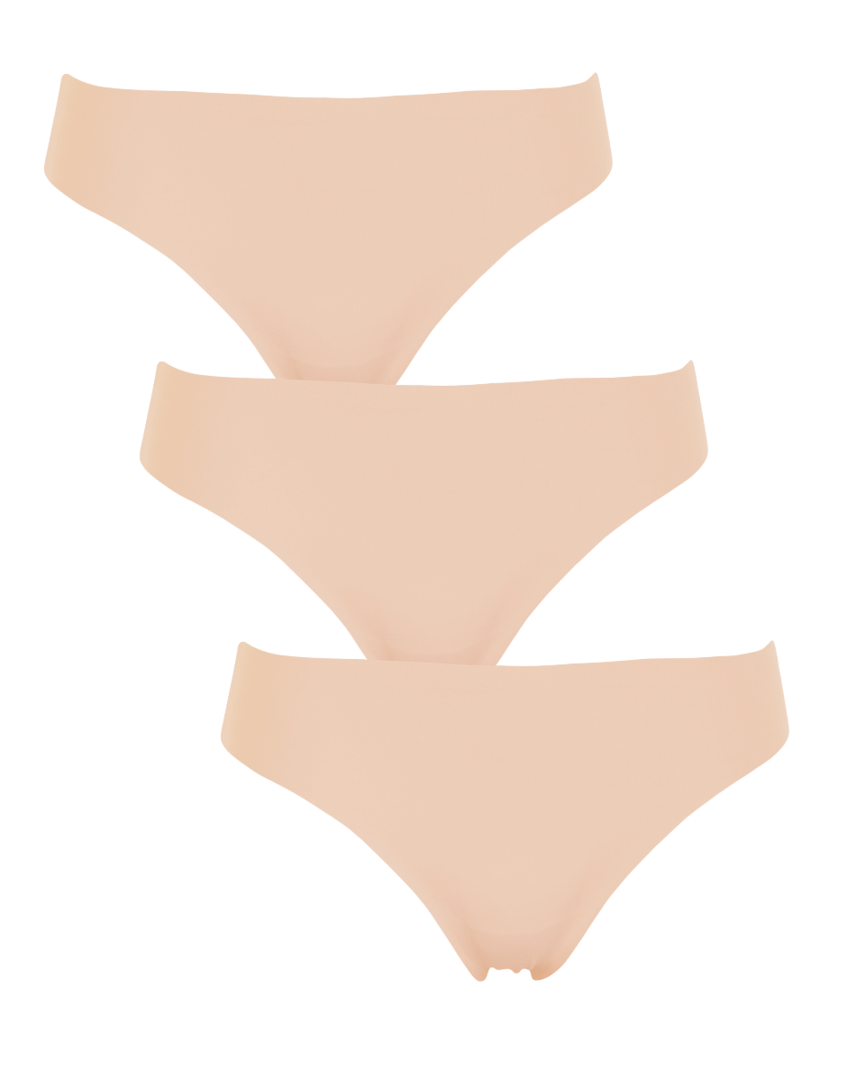 Seamless string 3-pack cotton - Nude