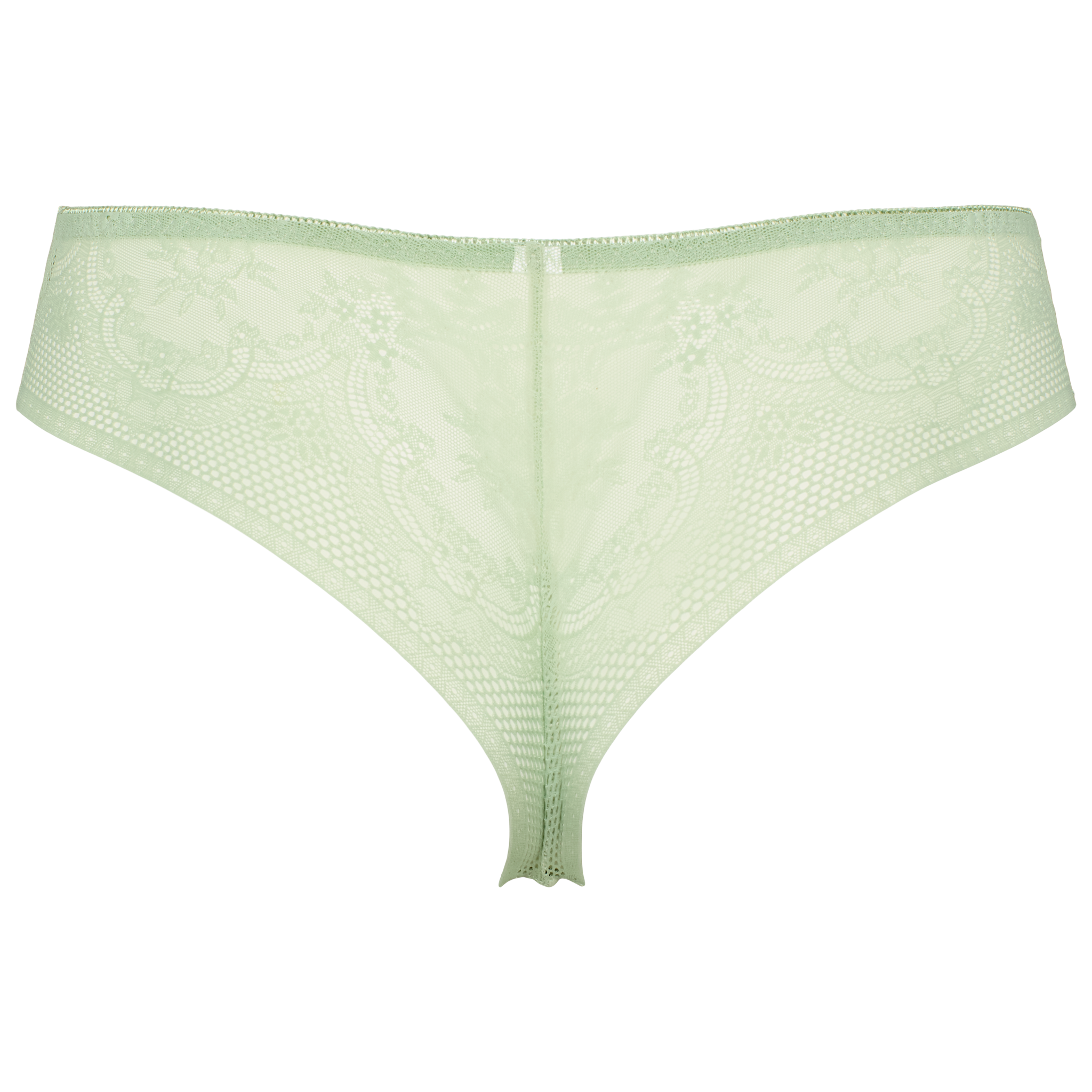 Seamless string med lace i grøn