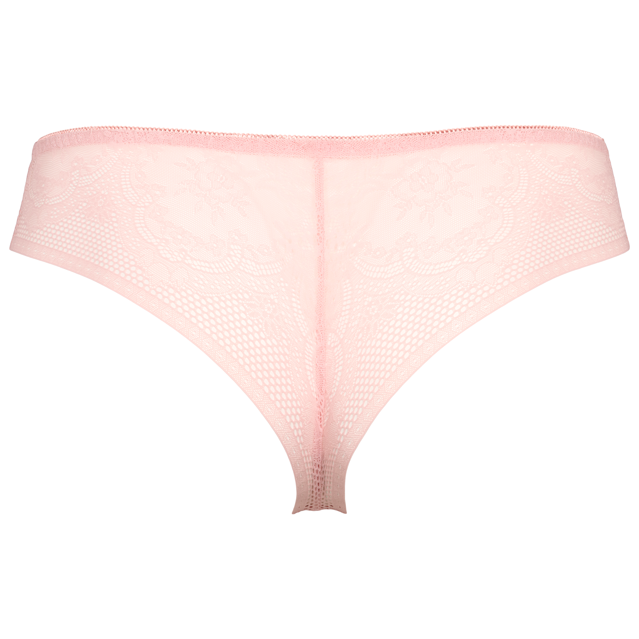 Seamless string med lace i lyserød