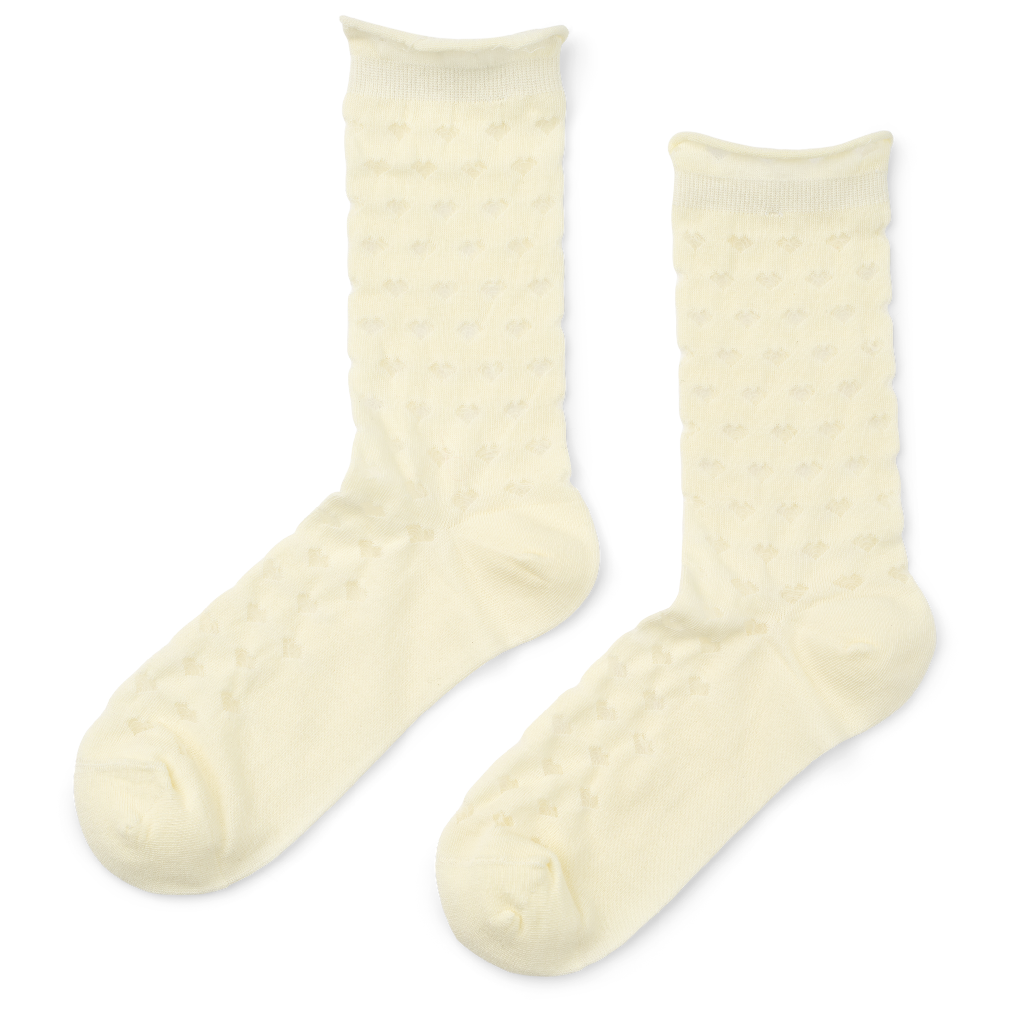 Hvide strømper med hjerter og mønster