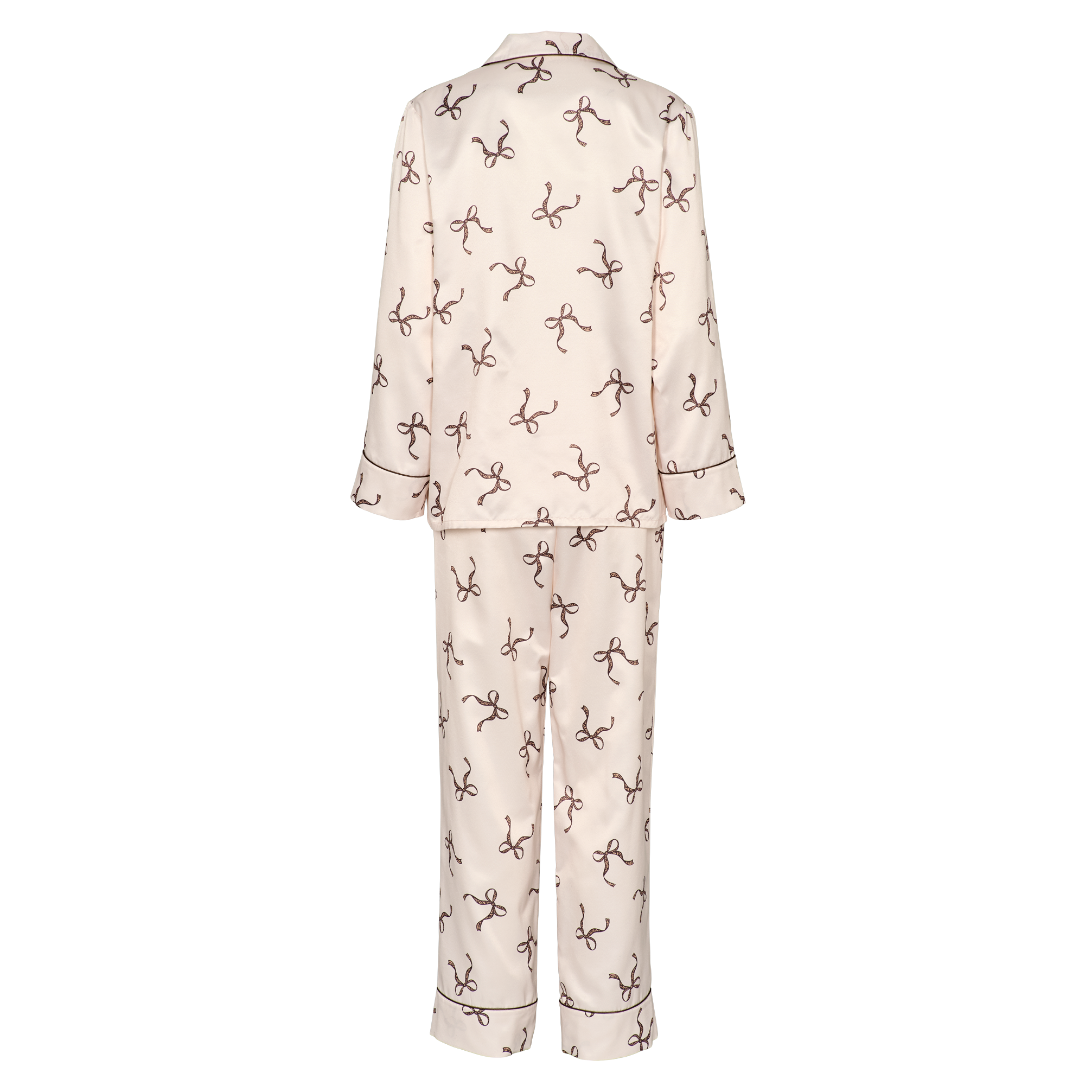 Leo sateen pyjamas AOP Dark Brown bagfra