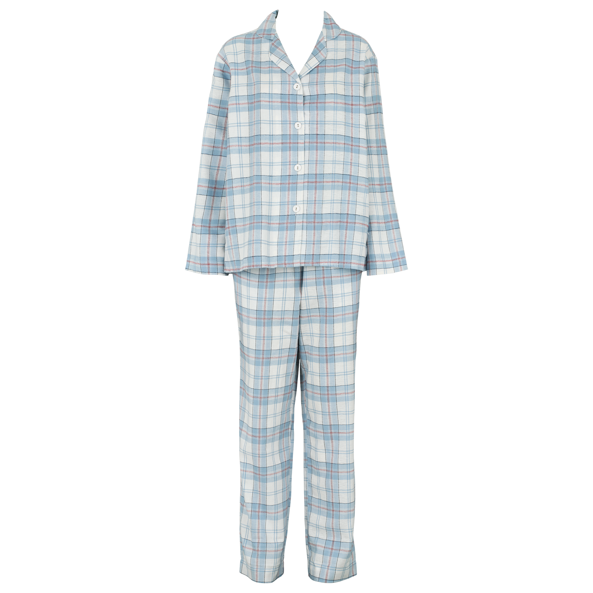 Check flannel pyjamas - Light blue
