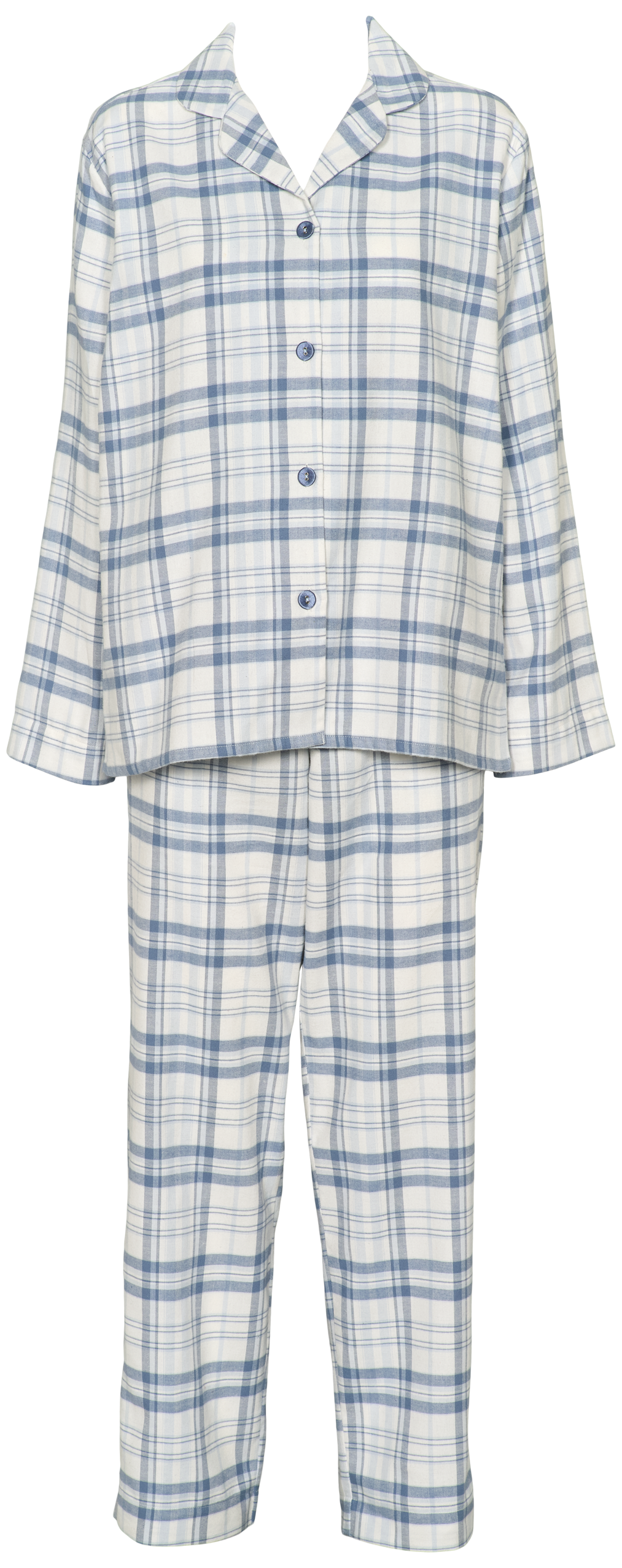 Check flannel pyjamas i Clear blue forfra
