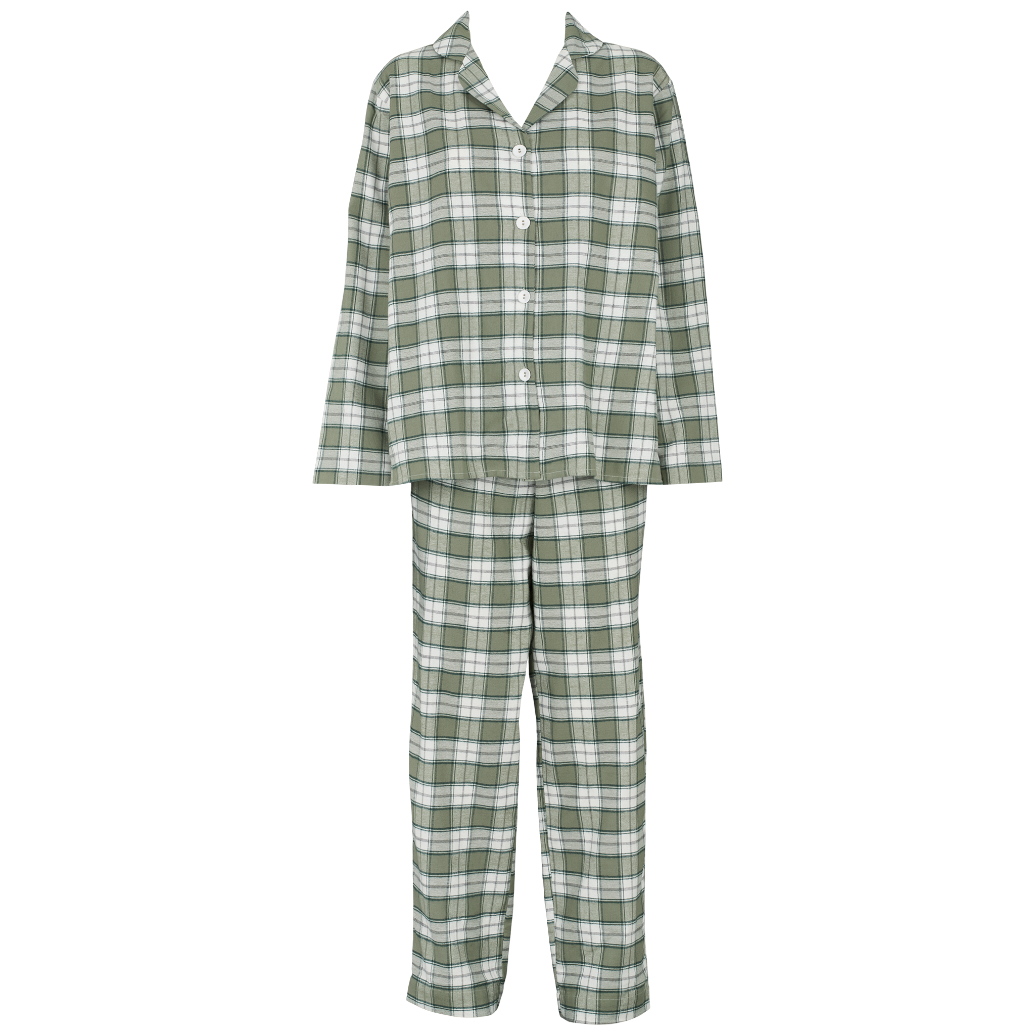 Check flannel pyjamas - Dusty green