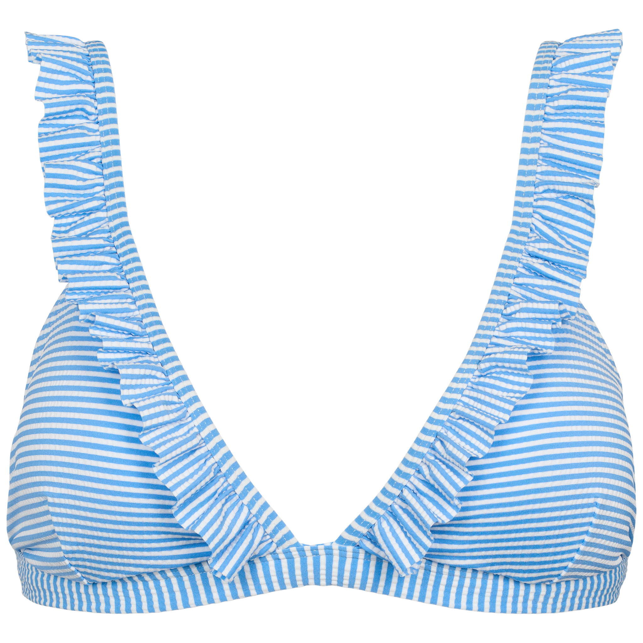 Lyseblå bikinitop med flæser