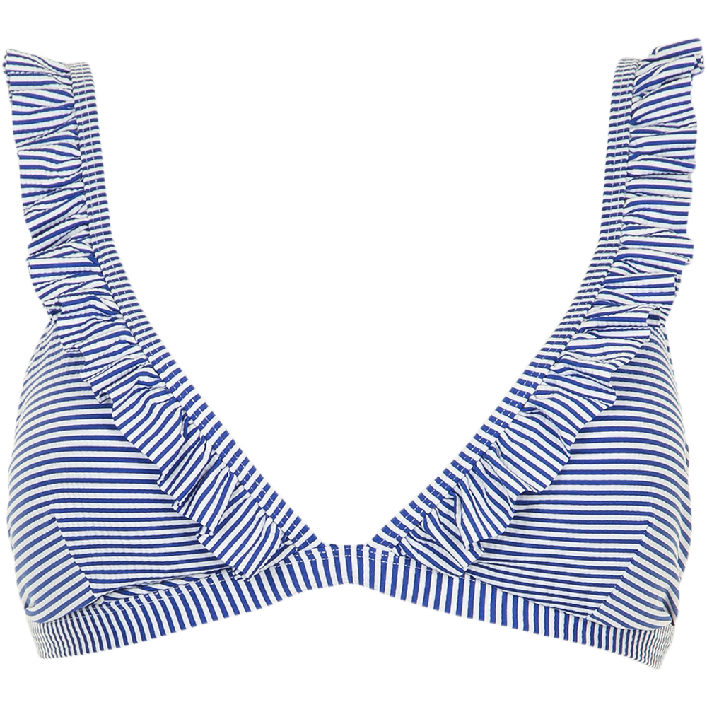 Blå og hvid stribet bikinitop