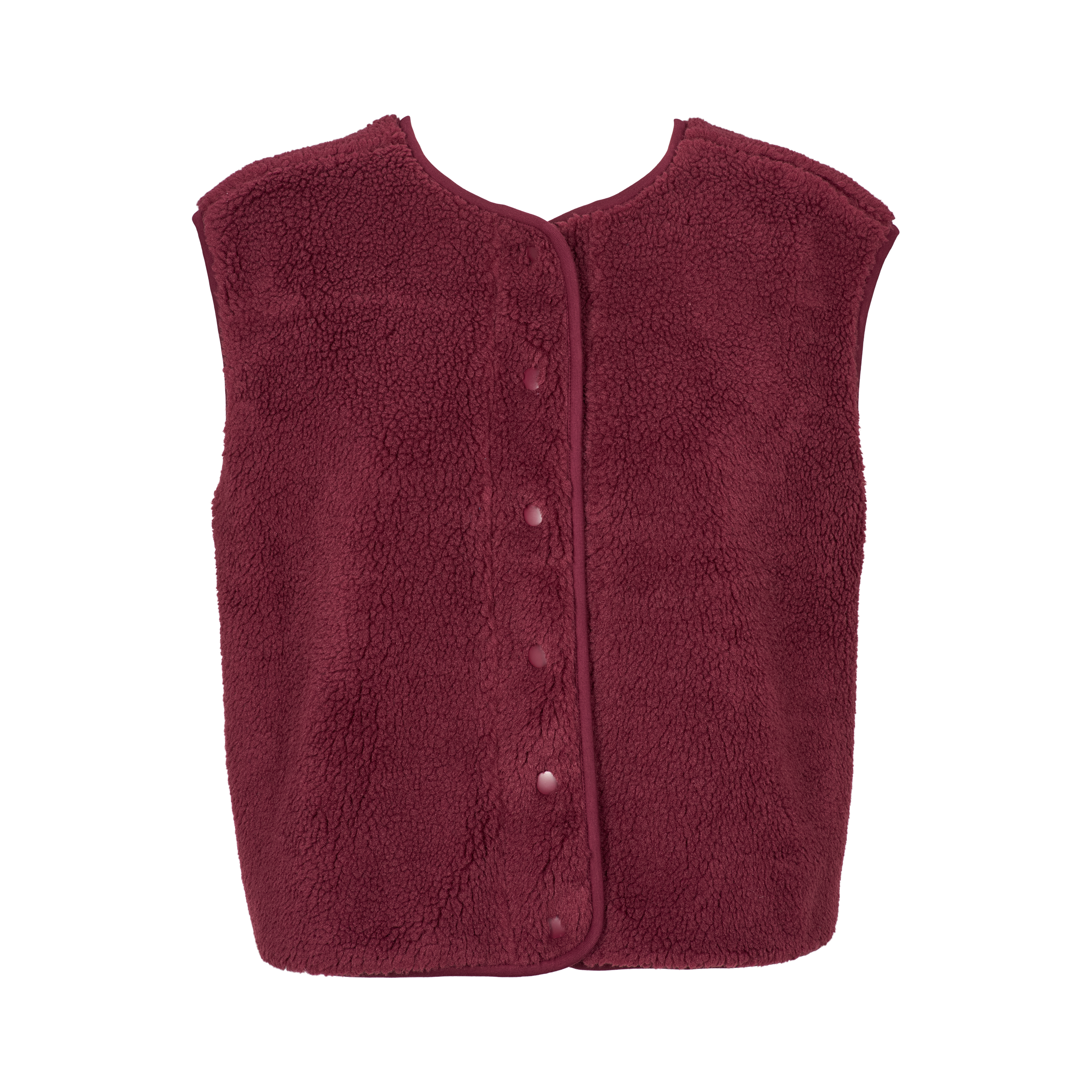 Teddy waistcoat i Windsor wine ensfarvet side forfra