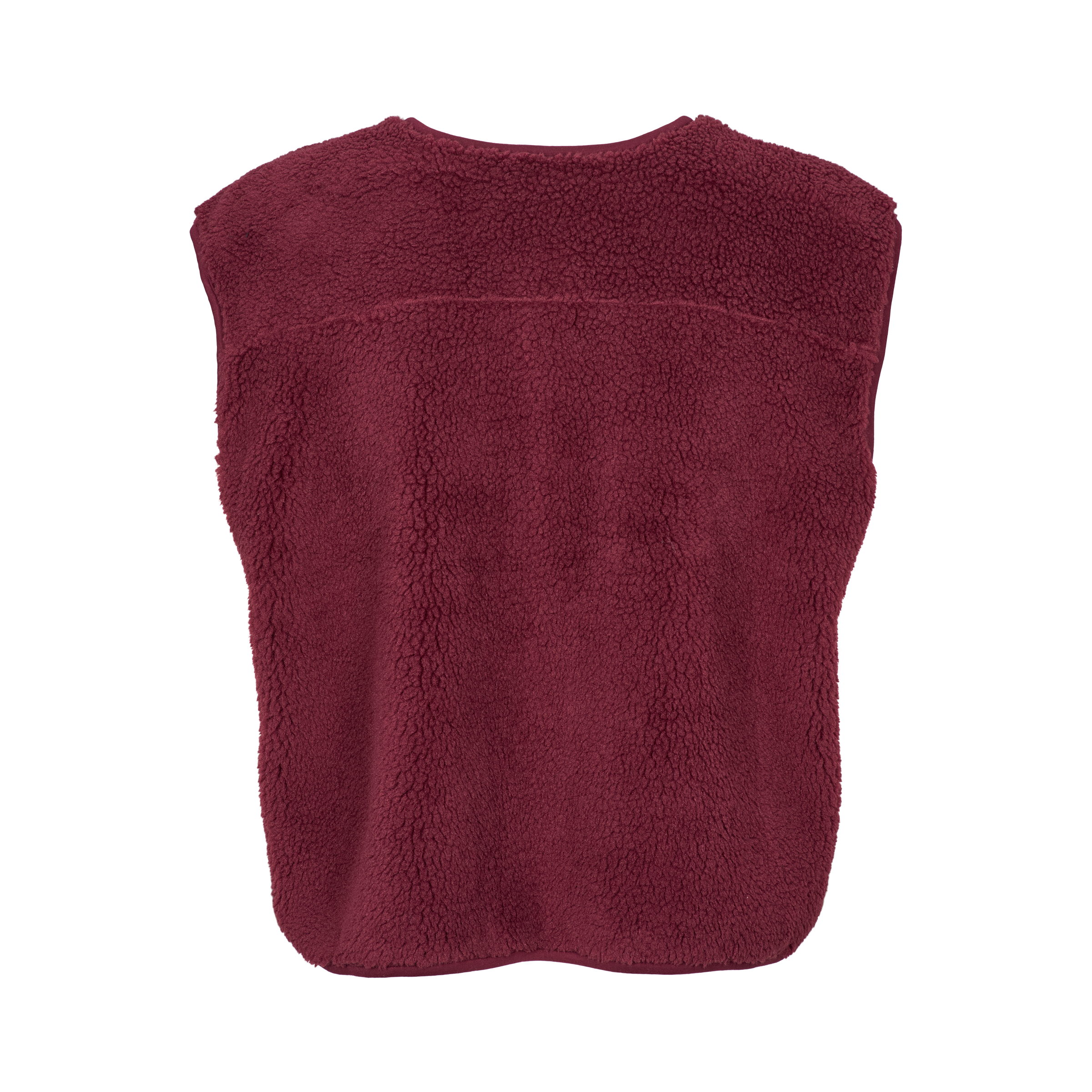 Teddy waistcoat i Windsor wine ensfarvet side bagfra