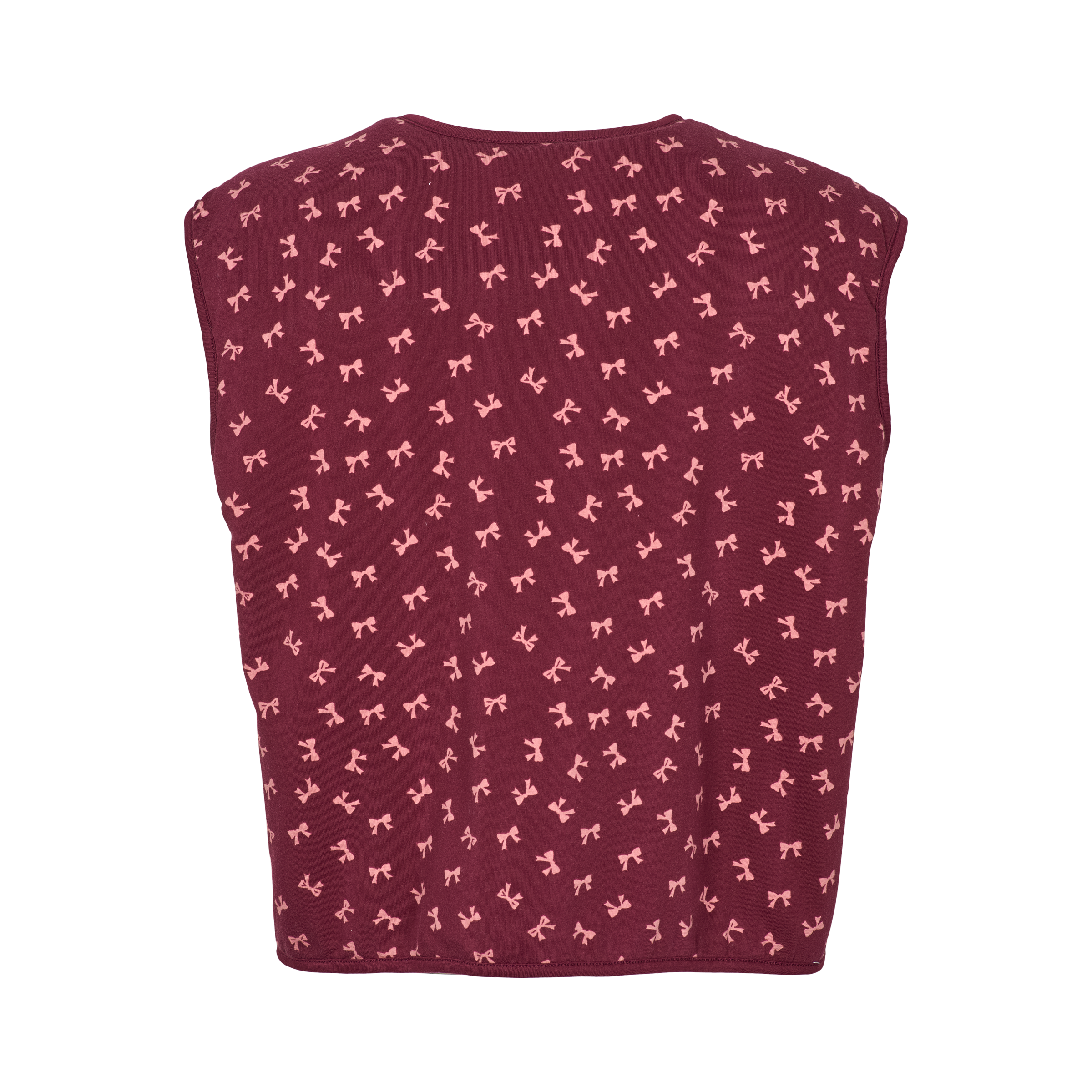 Teddy waistcoat i Windsor wine med små sløjfer bagfra