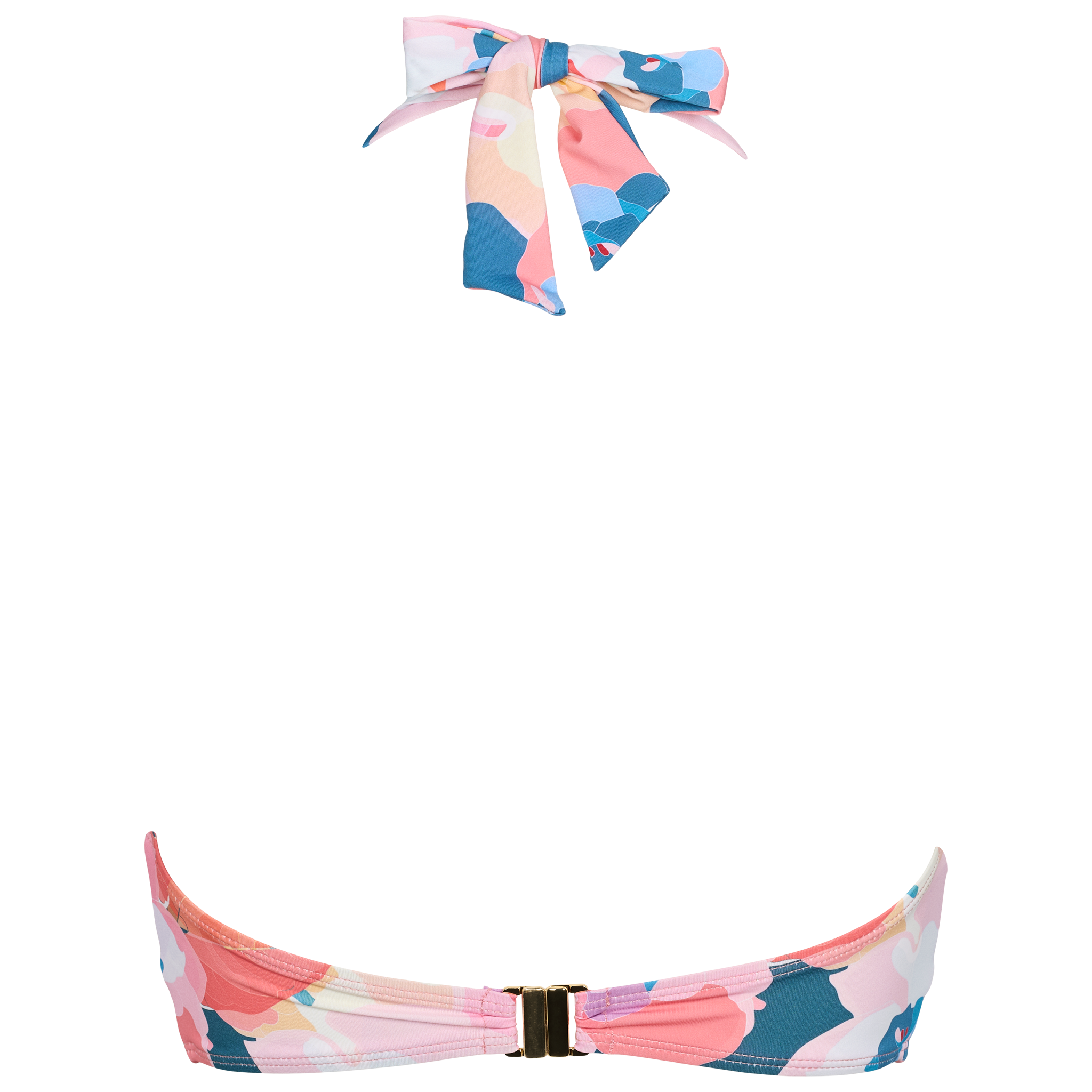 Bikini top til kvinder med blomstermotiv i pink, blå og koral