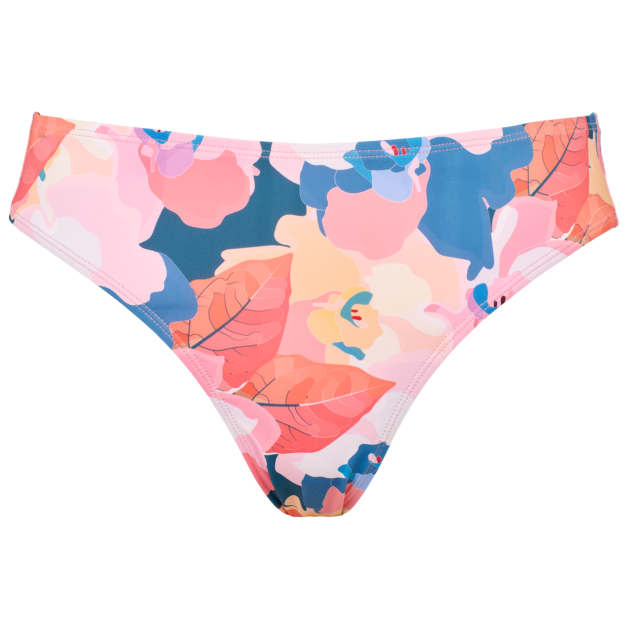 Bikini trusse til kvinder med blomstermotiv i pink, blå og koral