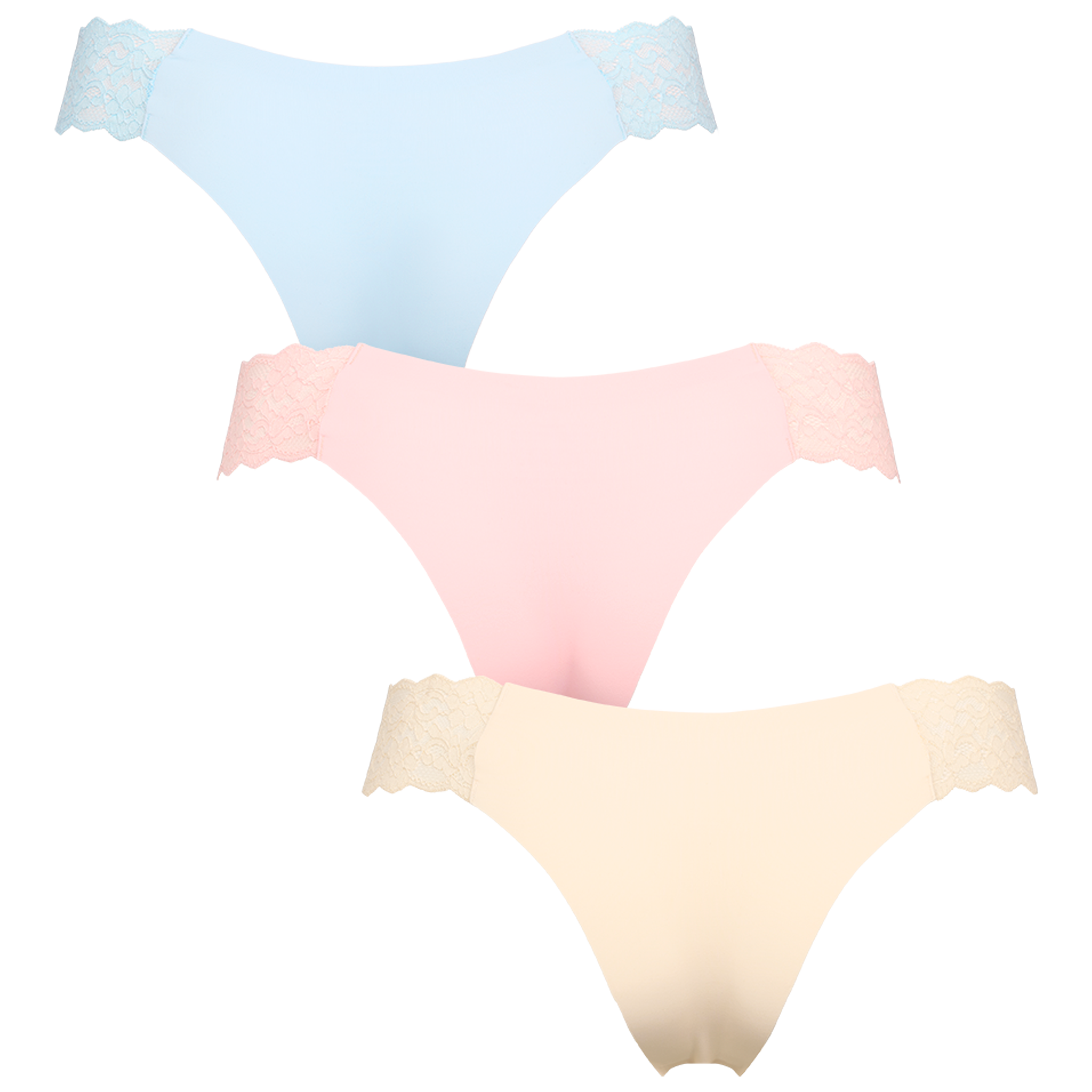 Seamless string w lace on side 3-pack - Light blue