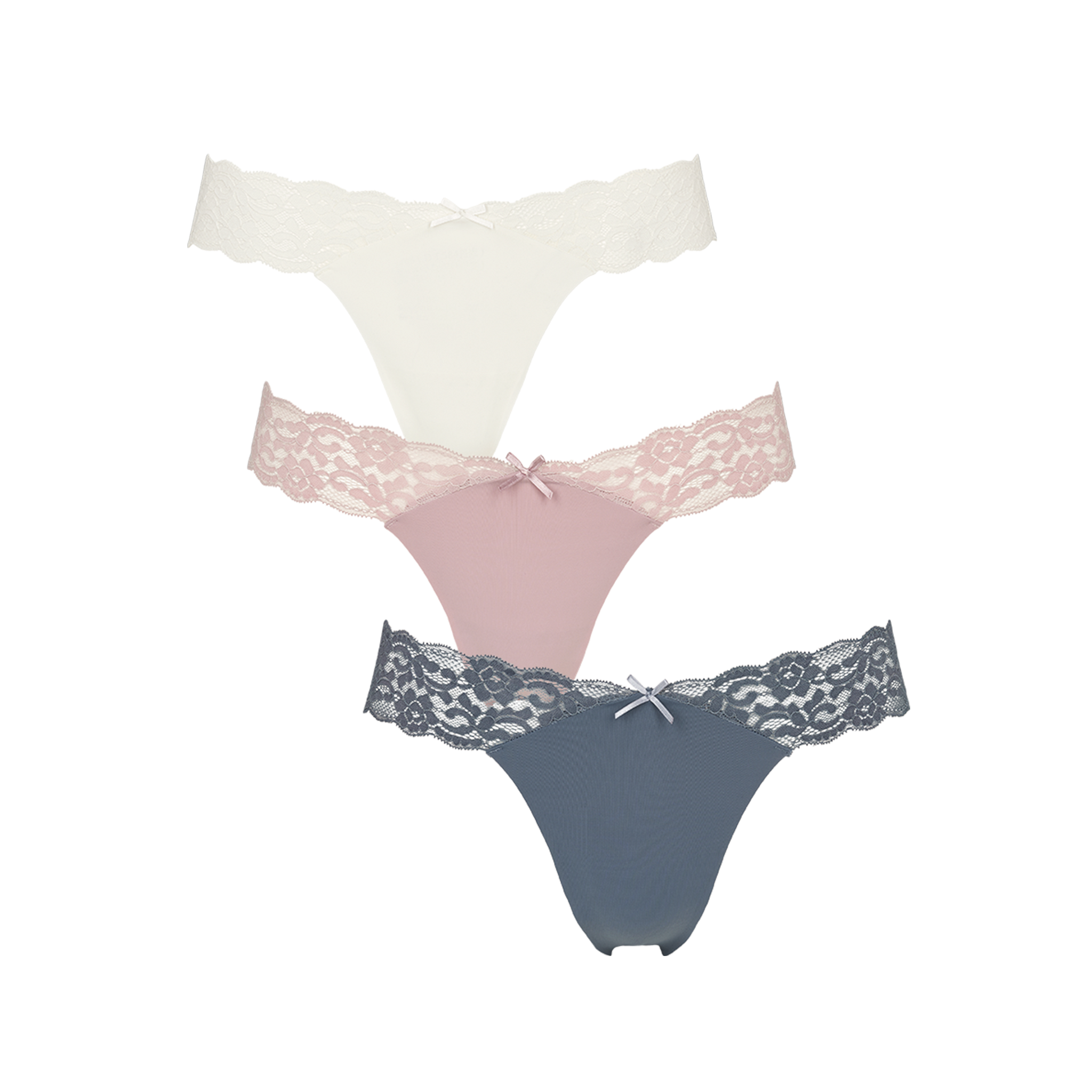 Seamless string w lace on side 3-pack - Grisaille grey