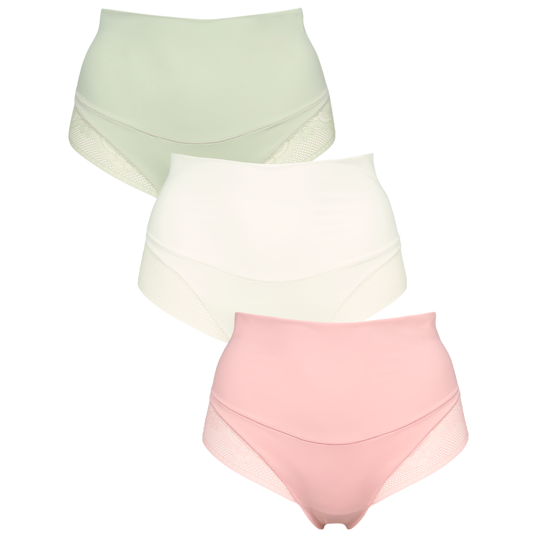 3-pack light shaping string tai trusser i grøn, hvid og lyderød