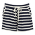 Blå og hvid stribet shorts