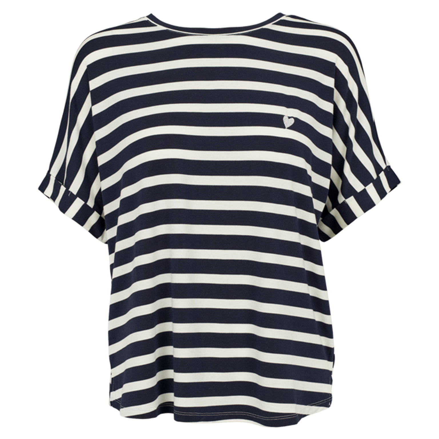 Blød stribet t-shirt i hvid og navy